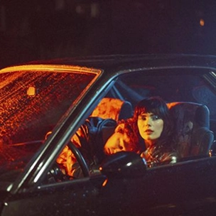 Interior of a car at night